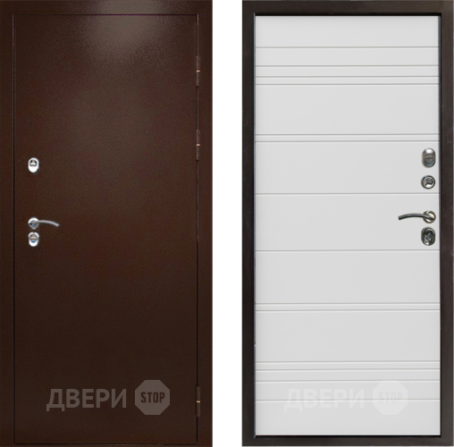 Входная металлическая Дверь Престиж TERMO с терморазрывом Снегирь Медь Line Белый в Солнечногорске