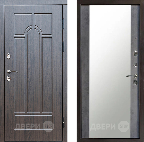 Входная металлическая Дверь Престиж TERMO с терморазрывом Арка Зеркало Бетон темный в Солнечногорске