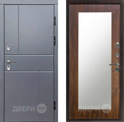 Входная металлическая Дверь Престиж TERMO с терморазрывом Горизонт Грэй Зеркало пастораль Дуб в Солнечногорске