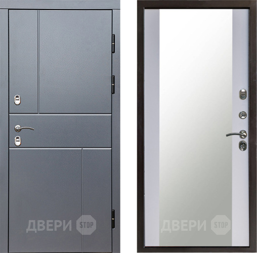 Дверь Престиж TERMO с терморазрывом Горизонт Грэй Зеркало Белый софт в Солнечногорске