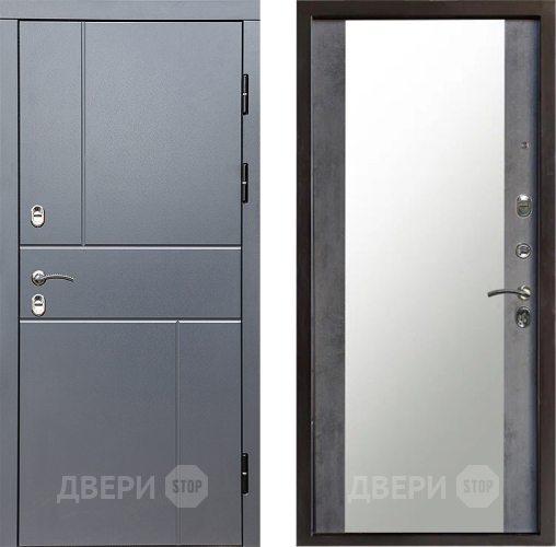 Входная металлическая Дверь Престиж TERMO с терморазрывом Горизонт Грэй Зеркало Бетон темный в Солнечногорске