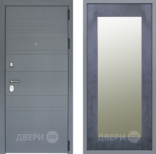 Дверь Заводские двери Лира Софт графит Зеркало Модерн Бетон темный в Солнечногорске