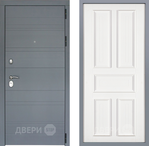 Дверь Заводские двери Лира Софт графит Уругвай Белый софт в Солнечногорске