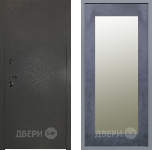 Дверь Заводские двери Эталон 3к антик серебро Зеркало Модерн Бетон темный в Солнечногорске