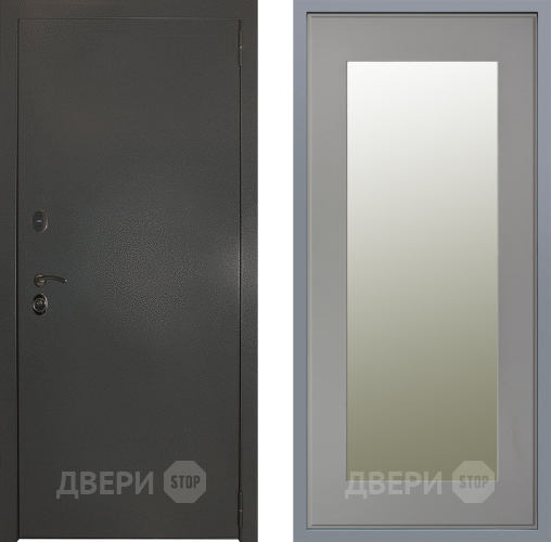 Дверь Заводские двери Эталон 3к антик серебро Зеркало Модерн Грей софт в Солнечногорске