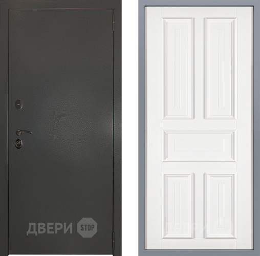 Дверь Заводские двери Эталон 3к антик серебро Уругвай Белый софт в Солнечногорске