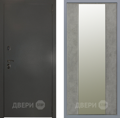 Дверь Заводские двери Эталон 3к антик серебро Зеркало Макси Бетон темный в Солнечногорске