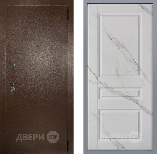 Дверь Заводские двери Эталон 3к антик медь Стокгольм Мрамор белый в Солнечногорске
