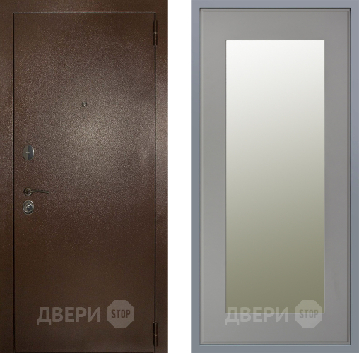 Дверь Заводские двери Эталон 3к антик медь Зеркало Модерн Грей софт в Солнечногорске