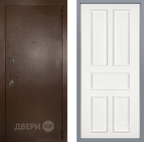 Дверь Заводские двери Эталон 3к антик медь Уругвай Белый софт в Солнечногорске