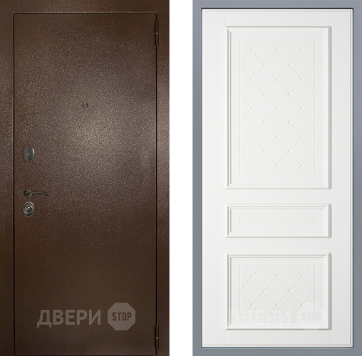 Дверь Заводские двери Эталон 3к антик медь Урбино Белый софт в Солнечногорске