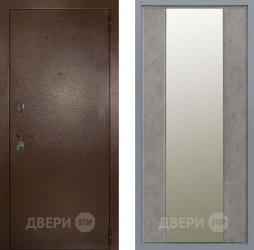 Дверь Заводские двери Эталон 3к антик медь Зеркало Макси Бетон темный в Солнечногорске