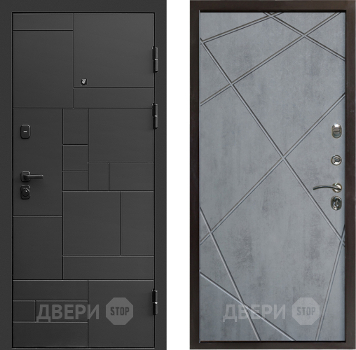 Входная металлическая Дверь Престиж Kvadro Лучи Бетон темный в Солнечногорске