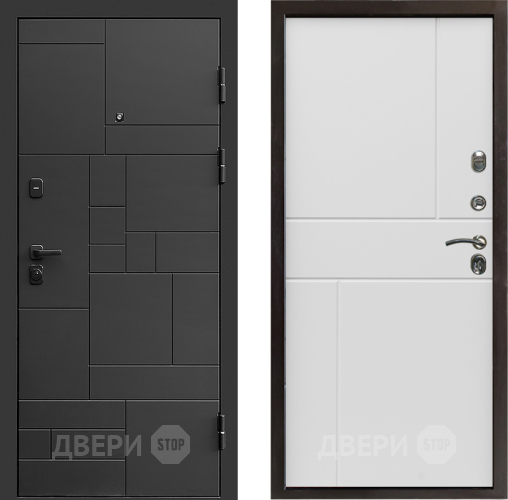 Входная металлическая Дверь Престиж Kvadro Горизонт Бетон белый в Солнечногорске