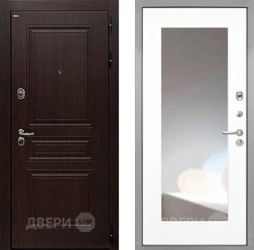 Дверь Интекрон (INTECRON) Брайтон Тиковое Дерево ФЛЗ-120-М Зеркало Белый матовый в Солнечногорске