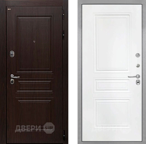 Входная металлическая Дверь Интекрон (INTECRON) Брайтон Тиковое Дерево ФЛ-243 Белый матовый в Солнечногорске