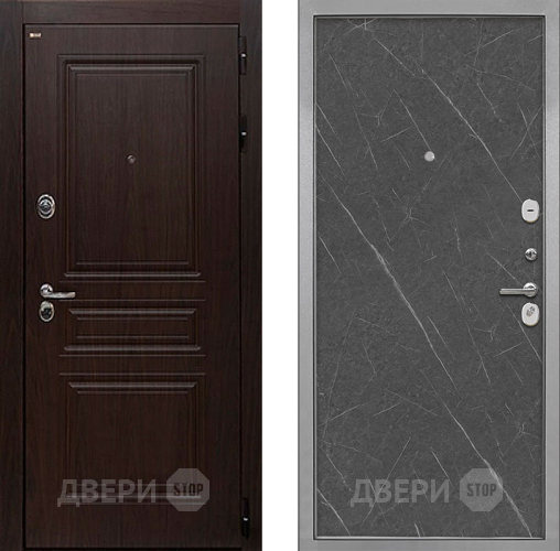 Входная металлическая Дверь Интекрон (INTECRON) Брайтон Тиковое Дерево Гладкая Гранит лава оникс в Солнечногорске
