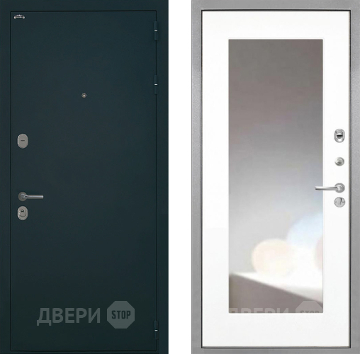 Входная металлическая Дверь Интекрон (INTECRON) Греция ФЛЗ-120-М Зеркало Белый матовый в Солнечногорске