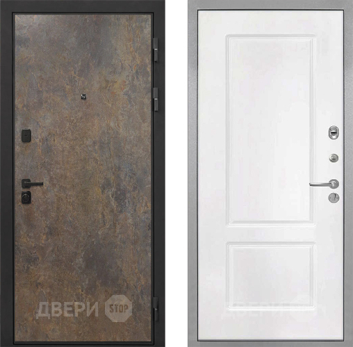 Входная металлическая Дверь Интекрон (INTECRON) Профит Black Гранж КВ-2 Белый матовый в Солнечногорске