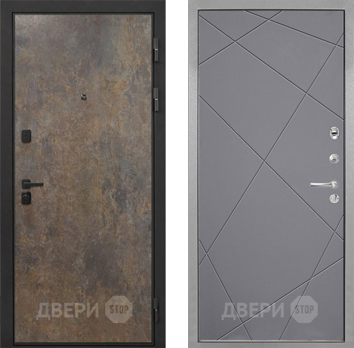 Входная металлическая Дверь Интекрон (INTECRON) Профит Black Гранж Лучи-М Графит софт в Солнечногорске