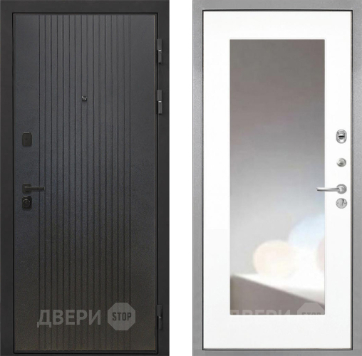 Входная металлическая Дверь Интекрон (INTECRON) Профит Black ФЛ-295 ФЛЗ-120-М Зеркало Белый матовый в Солнечногорске