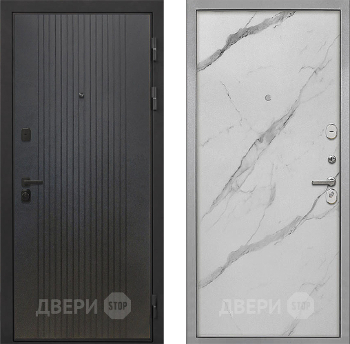 Входная металлическая Дверь Интекрон (INTECRON) Профит Black ФЛ-295 Гладкая Мрамор натуральный арктик в Солнечногорске