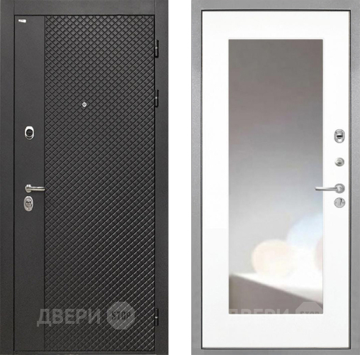 Входная металлическая Дверь Интекрон (INTECRON) Олимпия Black 4К ФЛЗ-120-М Зеркало Белый матовый в Солнечногорске