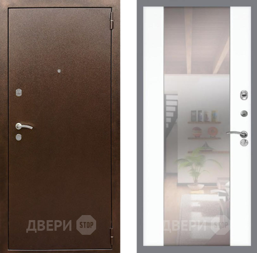 Входная металлическая Дверь Рекс (REX) 1А Медный Антик СБ-16 Зеркало Силк Сноу в Солнечногорске