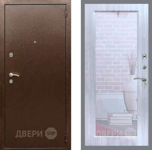 Входная металлическая Дверь Рекс (REX) 1А Медный Антик Зеркало Пастораль Сандал белый в Солнечногорске