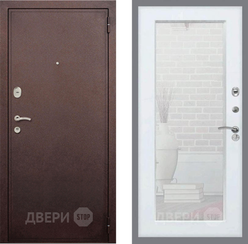 Дверь Рекс (REX) 2 Медный Антик Зеркало Пастораль Белый ясень в Солнечногорске