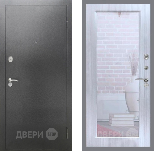 Входная металлическая Дверь Рекс (REX) 2А Серебро Антик Зеркало Пастораль Сандал белый в Солнечногорске