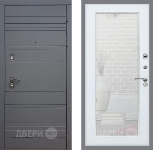 Входная металлическая Дверь Рекс (REX) 14 силк титан Зеркало Пастораль Силк Сноу в Солнечногорске