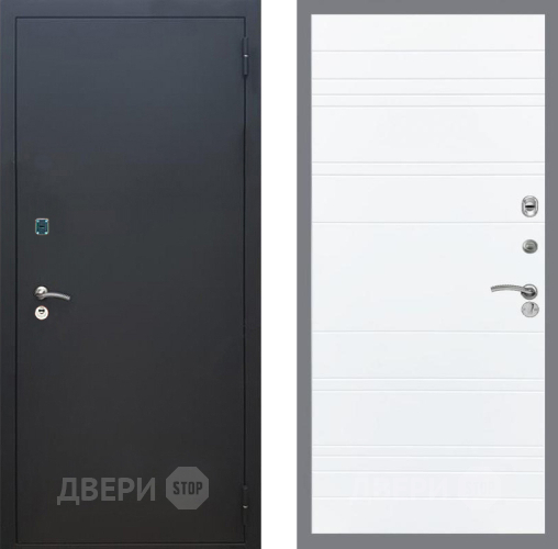 Входная металлическая Дверь Рекс (REX) 1A Черный Муар Line Силк Сноу в Солнечногорске