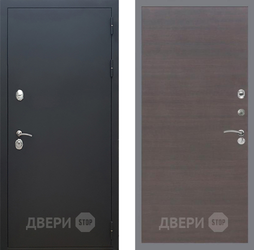 Входная металлическая Дверь Рекс (REX) 5 Черный Муар GL венге поперечный в Солнечногорске