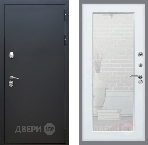 Входная металлическая Дверь Рекс (REX) 5 Черный Муар Зеркало Пастораль Белый ясень в Солнечногорске