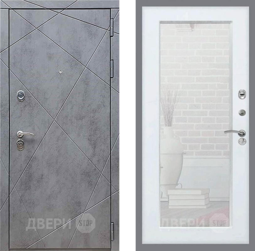 Дверь Рекс (REX) 13 Бетон Темный Зеркало Пастораль Белый ясень в Солнечногорске