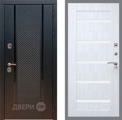 Входная металлическая Дверь Рекс (REX) 25 СБ-14 стекло белое Сандал белый в Солнечногорске