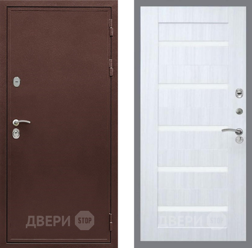 Входная металлическая Дверь Рекс (REX) 5 металл 3 мм СБ-14 стекло белое Сандал белый в Солнечногорске