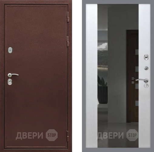 Входная металлическая Дверь Рекс (REX) 5 металл 3 мм СБ-16 Зеркало Белый ясень в Солнечногорске