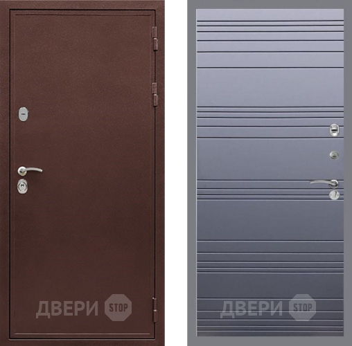 Входная металлическая Дверь Рекс (REX) 5 металл 3 мм Line Силк титан в Солнечногорске