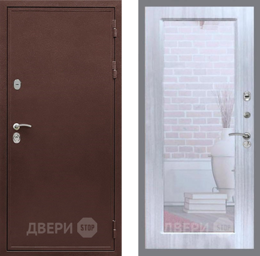 Входная металлическая Дверь Рекс (REX) 5 металл 3 мм Зеркало Пастораль Сандал белый в Солнечногорске